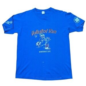 Vintage 80s Volksfest Run Wisconsin Marathon Running Jogging Graphic T-shirt